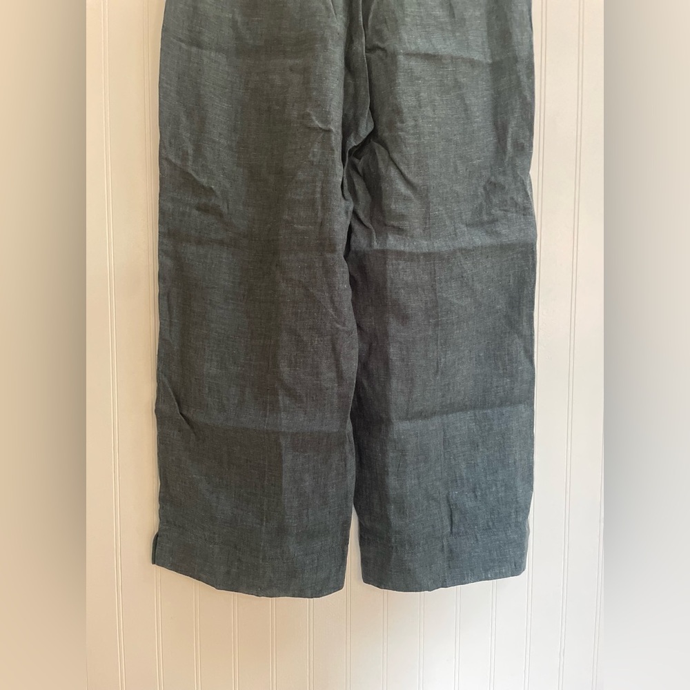 OPUS Linen Madeka Fresh Wide Leg Cropped Trousers Pants in Dark Emerald Size 38 - Picture 12 of 13